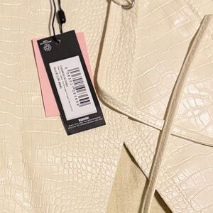 PrettyLittleThing Cream Croc Mini Skirt